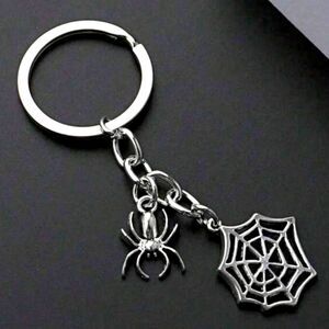 HALLOWEEN SALE Silver Goth Spider Web Keychain Bag Charm